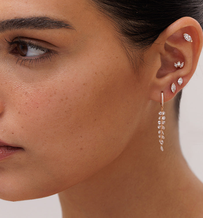 עגיל פירסינג לוטוס מזהב לבן משובץ יהלומים LOTUS DIAMONDS PIERCING LABRET NO 1