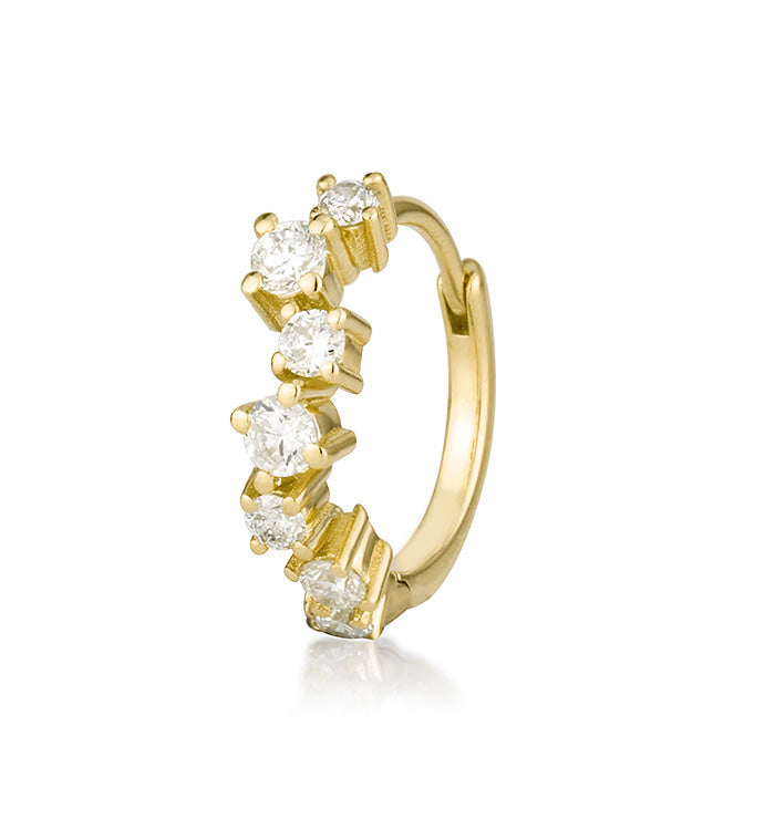 ALL SHINE HUGGIE hoop earring in yellow gold set with natural diamonds