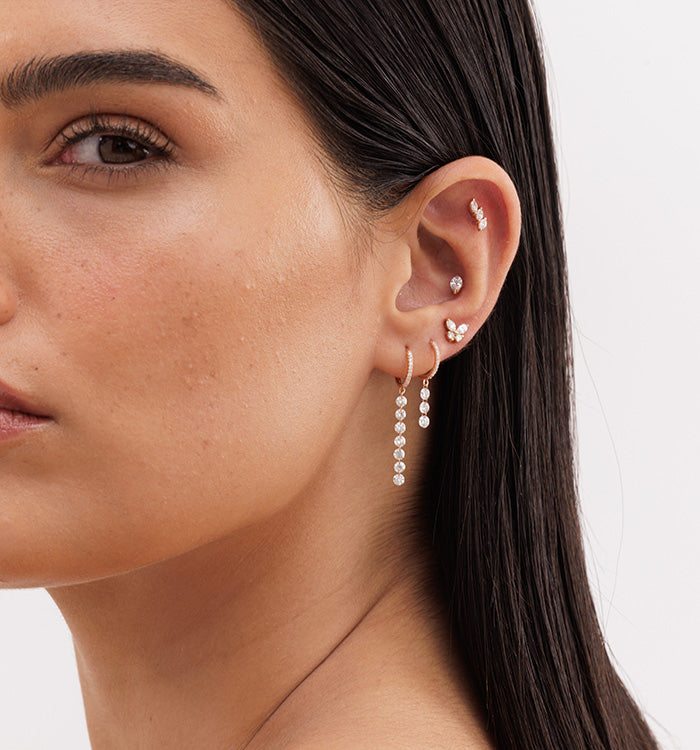 עגיל פירסינג פרפר מזהב לבן משובץ יהלומים BUTTERFLY PIERCING LABRET