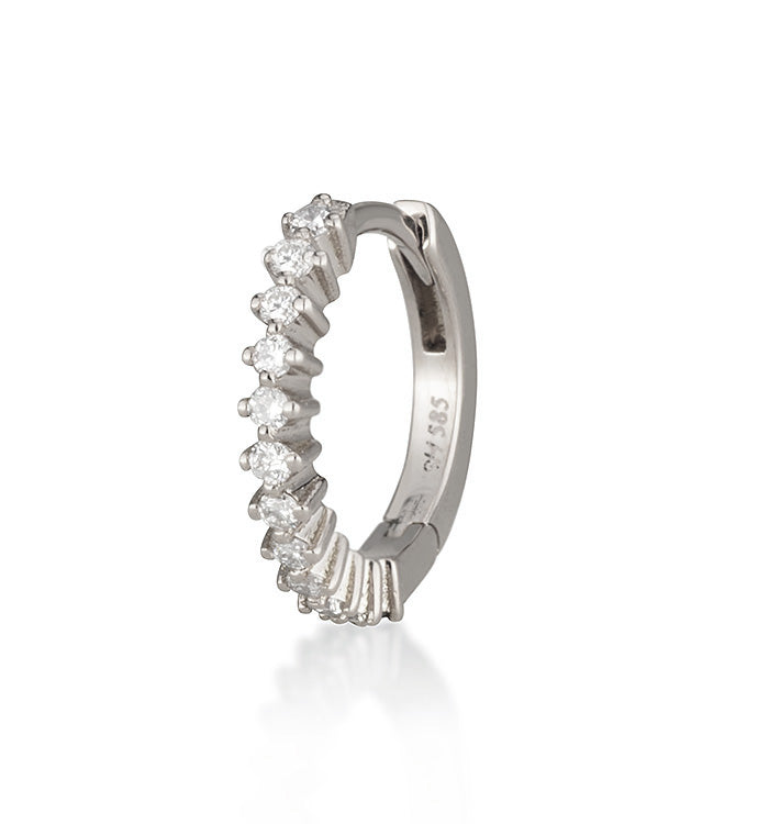CROWN ROUND DIAMONDS HOOP 12mm hoop earring in white gold set with natural diamonds