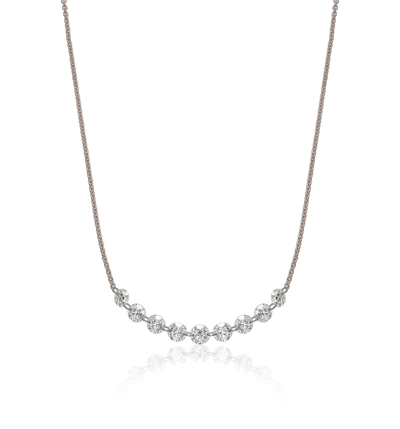 שרשרת זהב לבן ויהלומים טבעיים קדוחים MELANIA NINE DIAMONDS NECKLACE