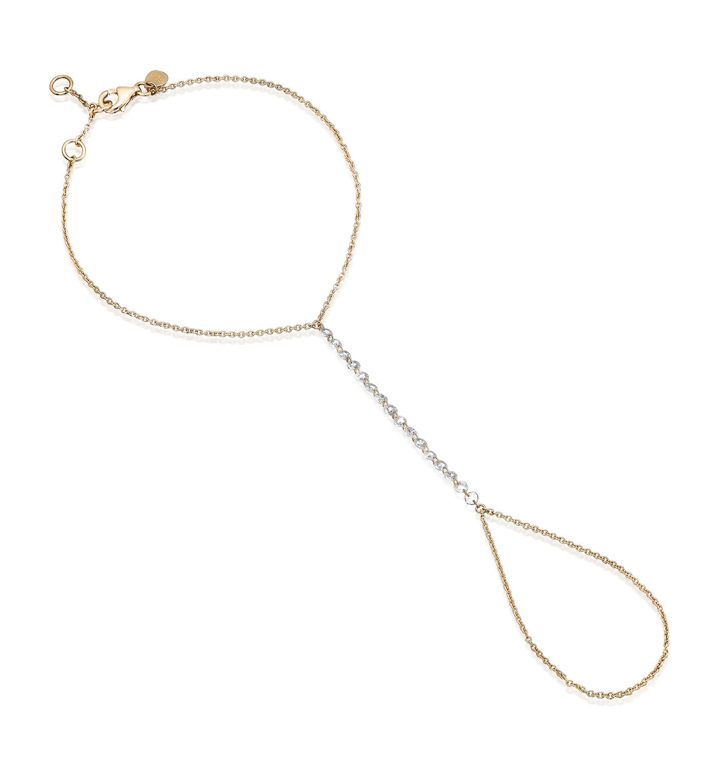 צמיד כף יד זהב צהוב יהלומים טבעיים קדוחים ELIN Hand Bracelet