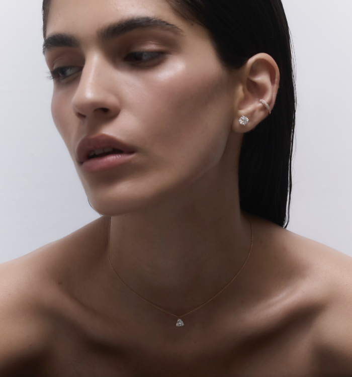 שרשרת זהב לבן משובצת יהלום לב מעבדה קדוח DRILLED HEART SHAPE LAB DIAMOND NECKLACE