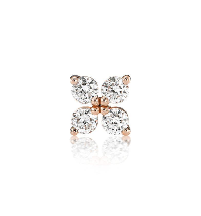Four XL diamond stud earring rose gold front view