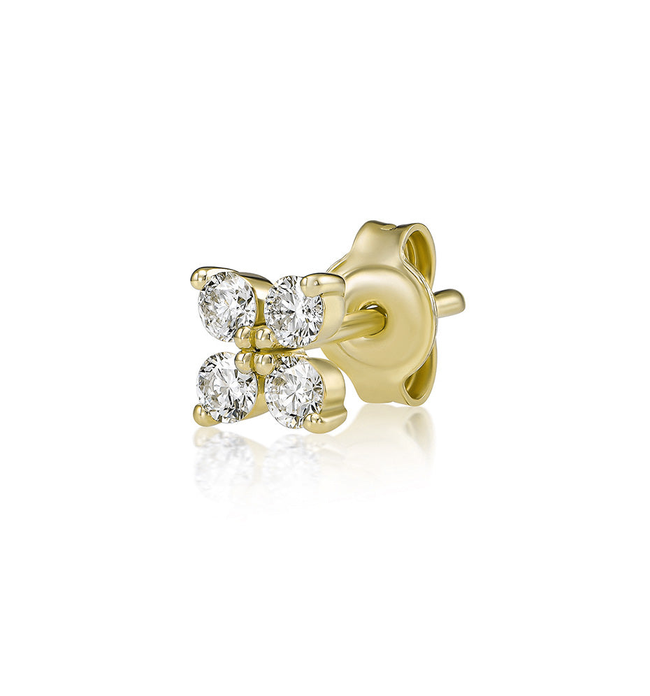 Four XL diamond stud earring yellow gold