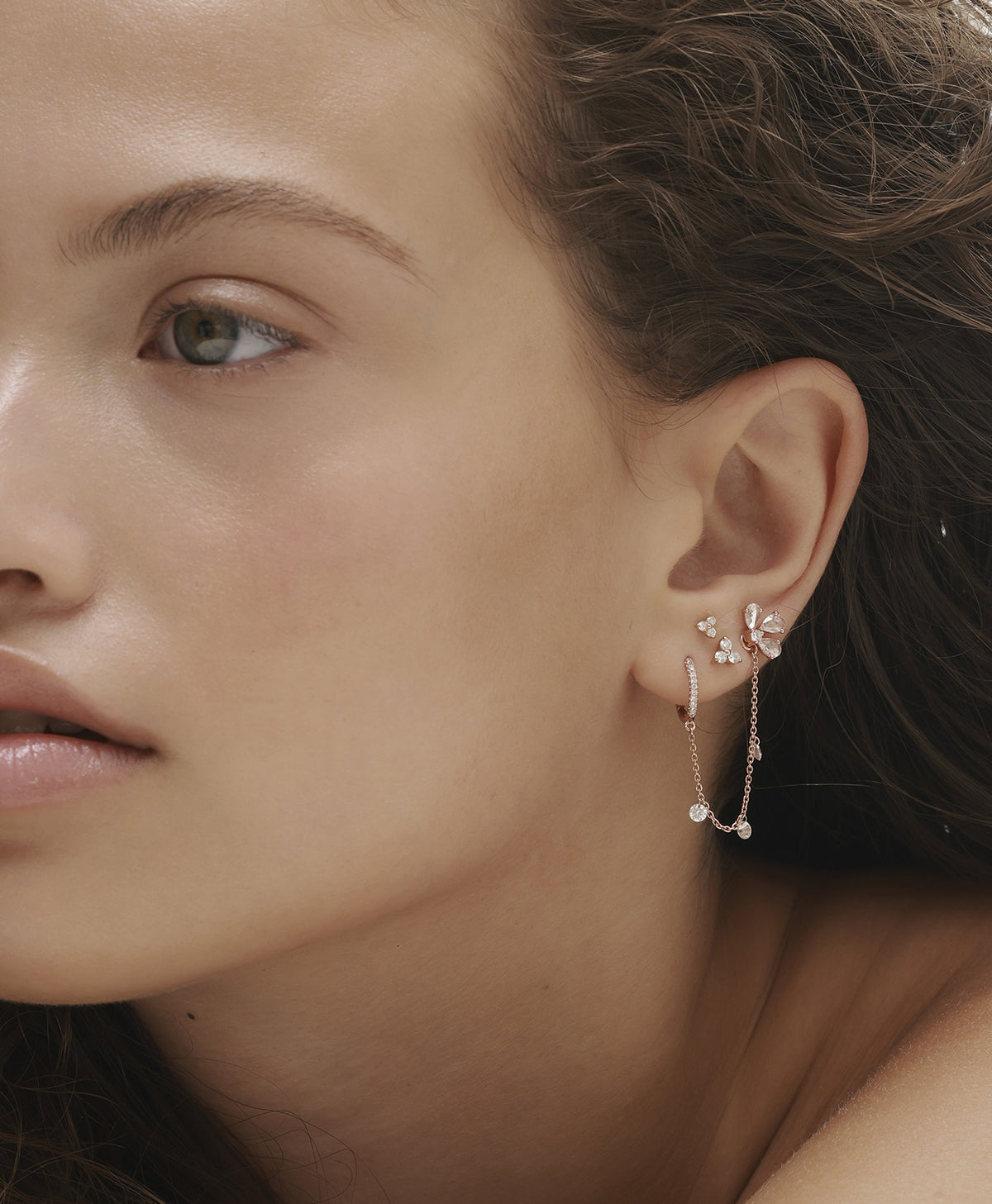 GIA & BIANCA EARRINGS PAIR זוג עגילים בזהב צהוב משובץ יהלומים