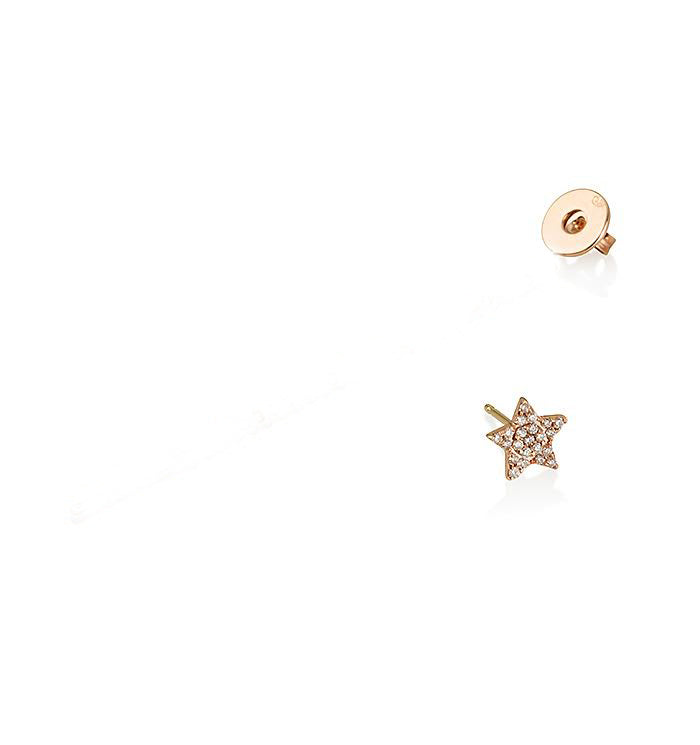 עגיל כוכב צמוד זהב צהוב משובץ יהלומים STAR DIAMONDS STUD 2