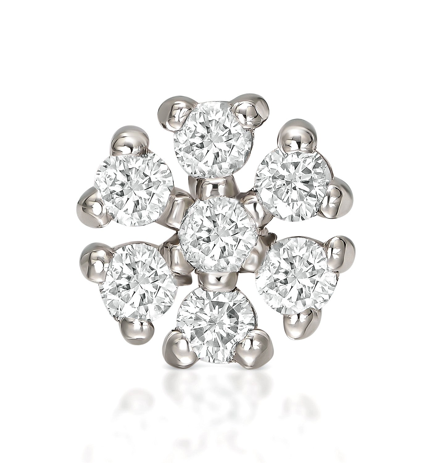 Petit diamond piercing labret earring white gold front view