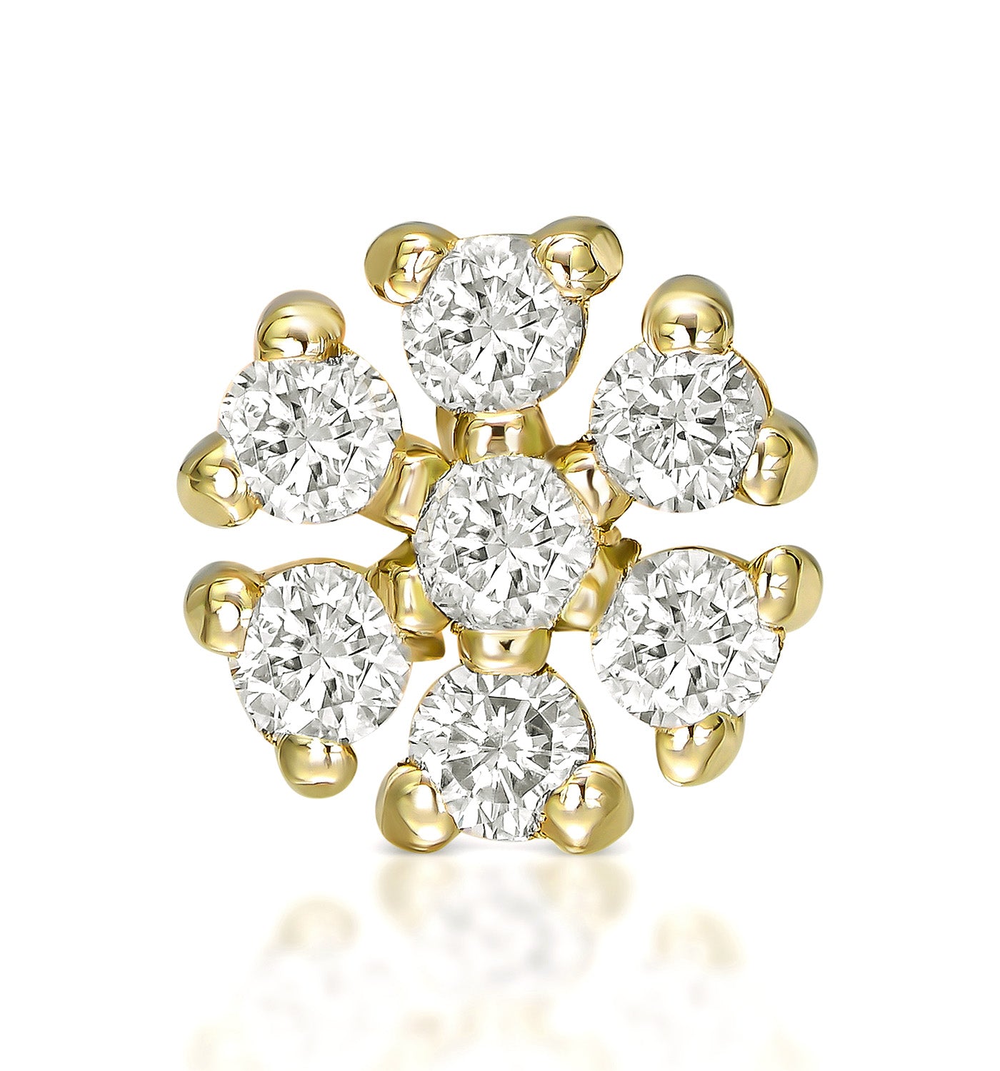 Petit diamond piercing labret earring yelllow gold front view