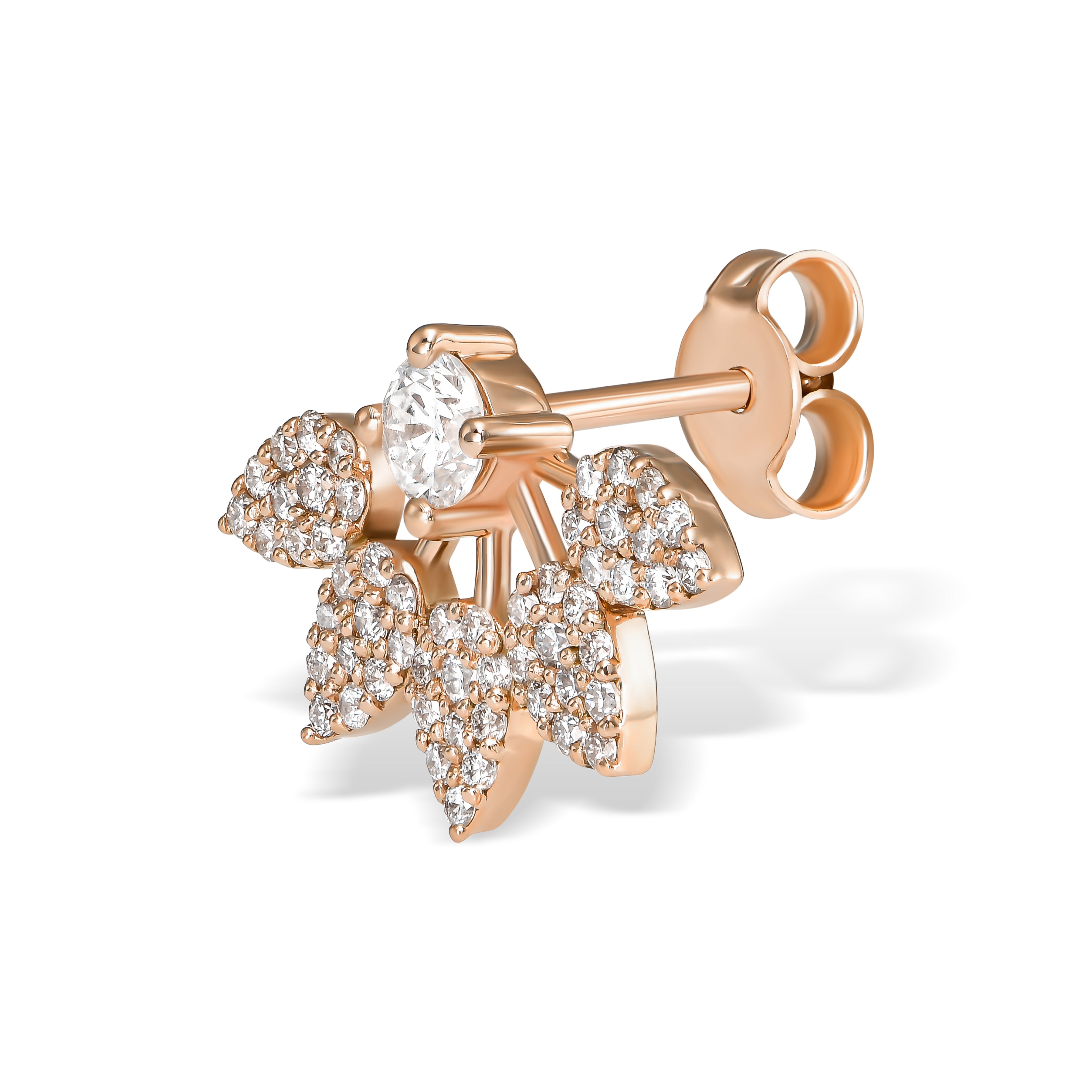 Sisi diamond stud earring rose gold angled view