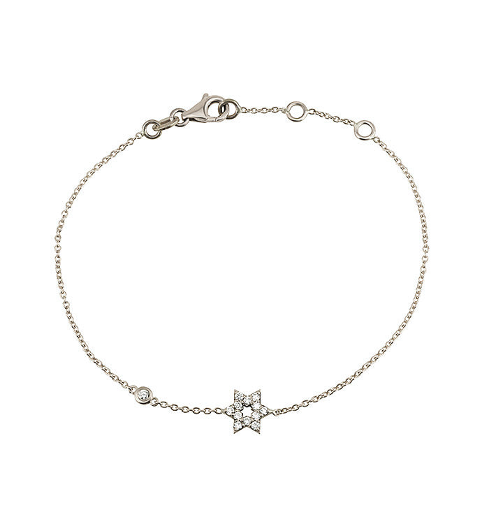 Star of David bracelet in white gold set with natural diamonds