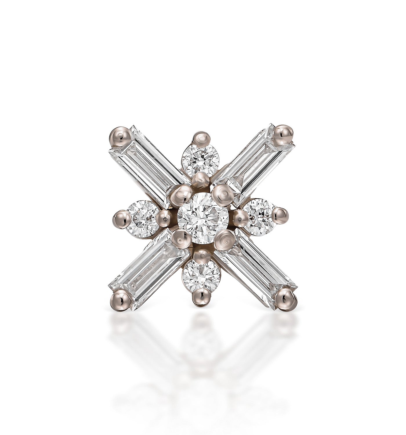 עגיל פירסינג זהב לבן משובץ יהלומים טבעיים MIRO EARRING PIERCING LABRET