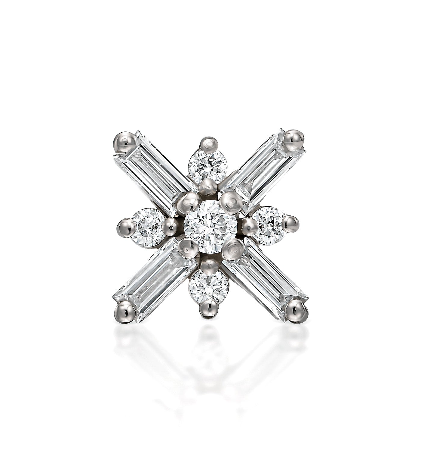 עגיל פירסינג זהב לבן משובץ יהלומים טבעיים MIRO EARRING PIERCING LABRET