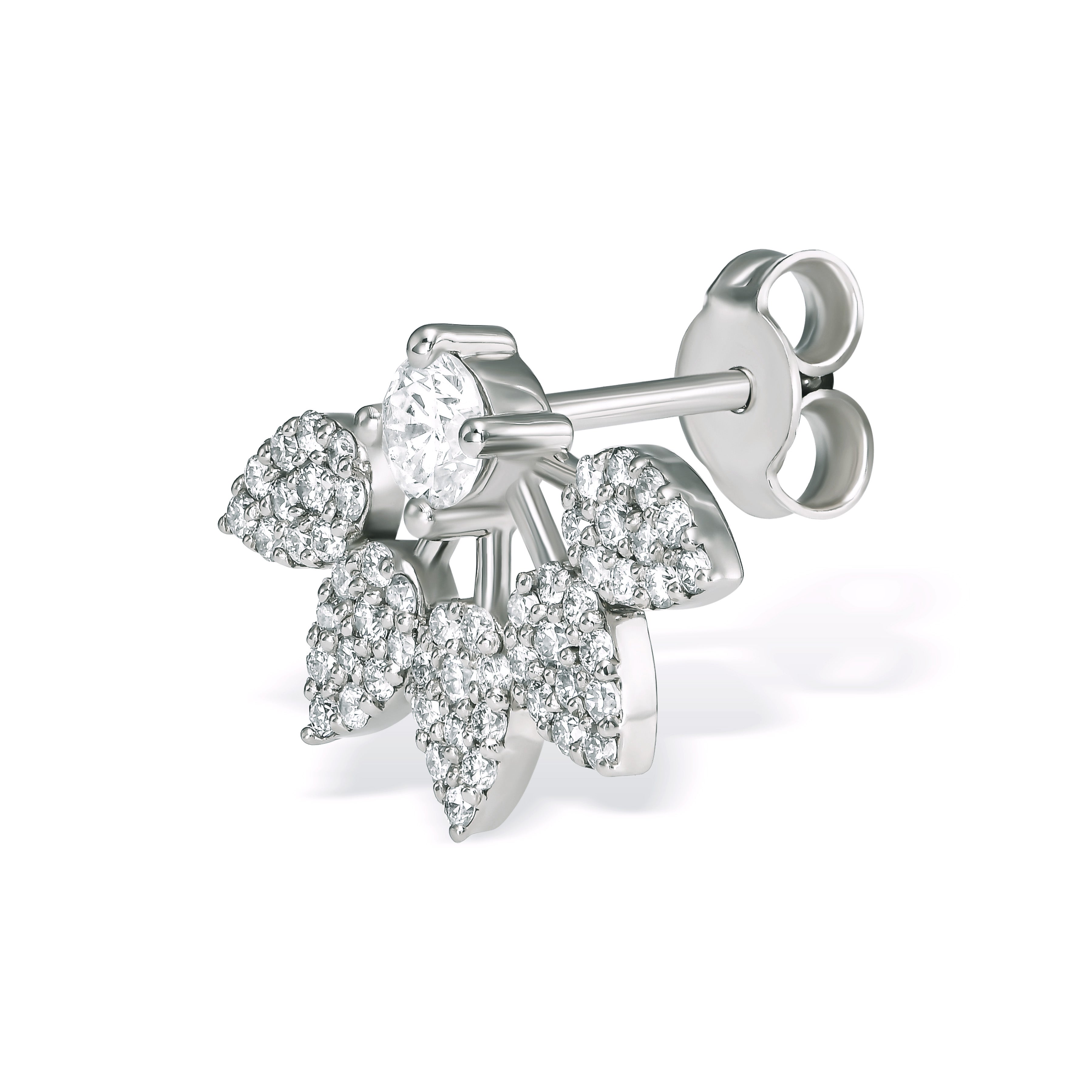 עגיל צמוד זהב לבן משובץ יהלומים SISI EARRING STUD