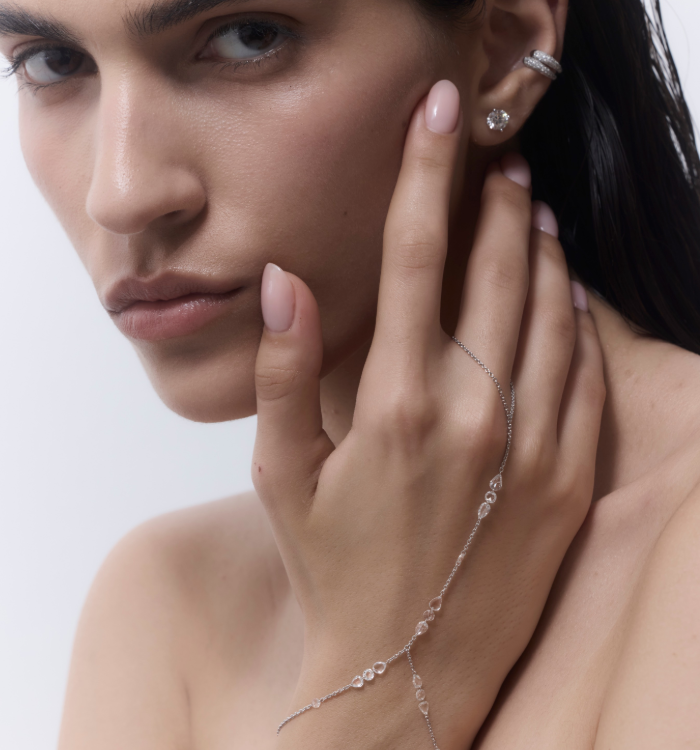 תכשיט כף יד יוקרתי מזהב לבן ויהלומי רוז קאט  ANAYA BRACELET