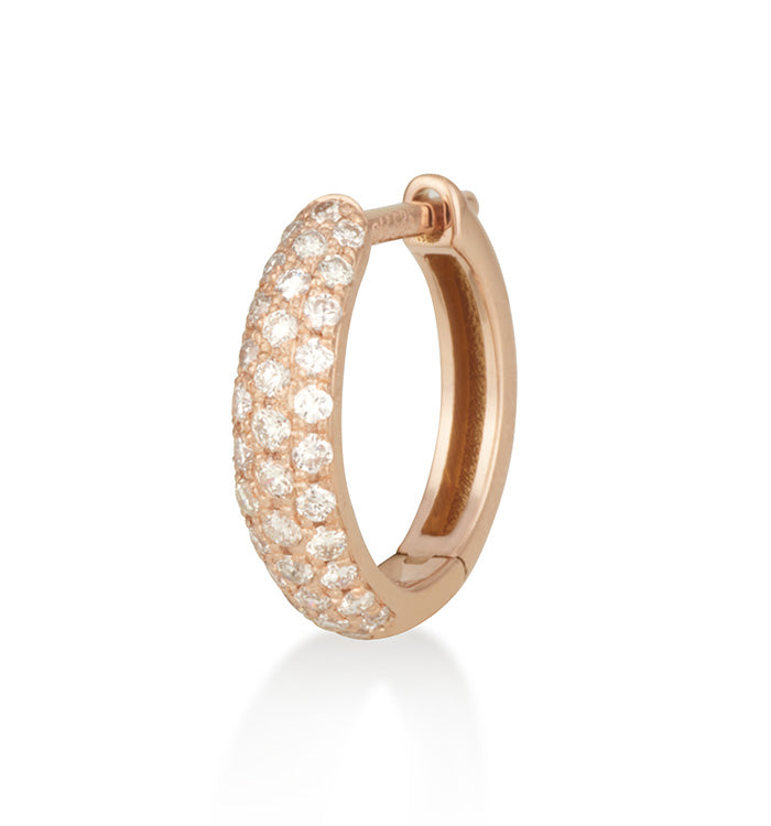 עגיל חישוק זהב ורוד משובץ יהלומים PUFFE Huggie Hoop Earring
