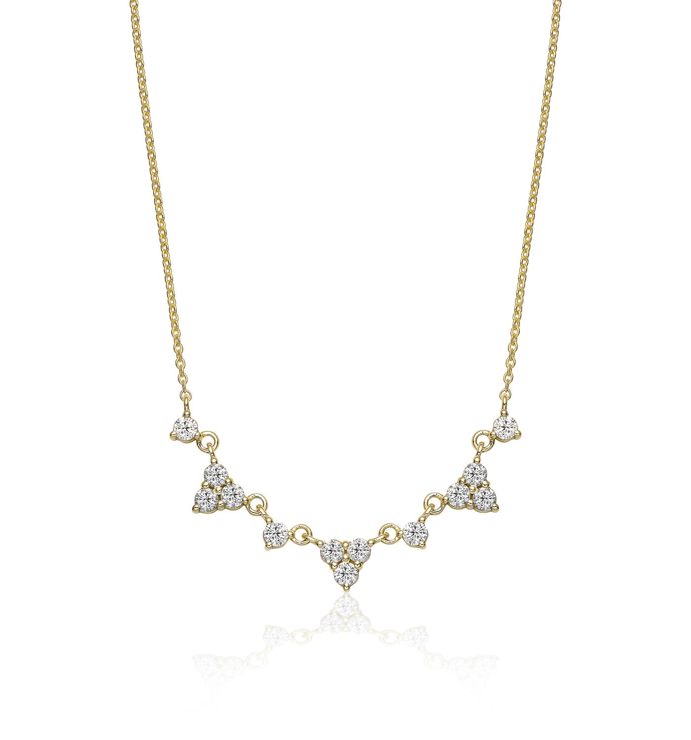 שרשרת  זהב צהוב משובצת יהלומים LANY NECKLACE