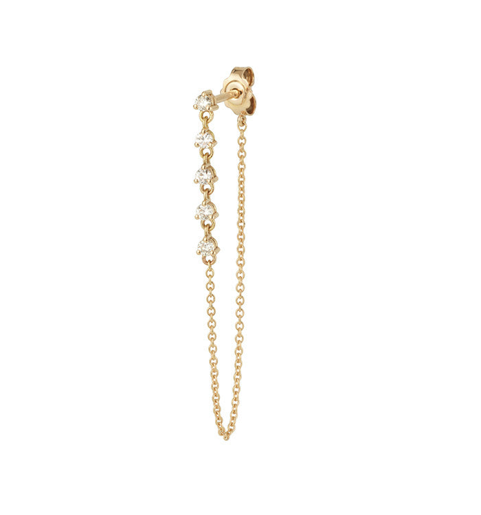 עגיל ארוך מזהב צהוב משובץ יהלומים ARIEL Long Earring with Diamonds