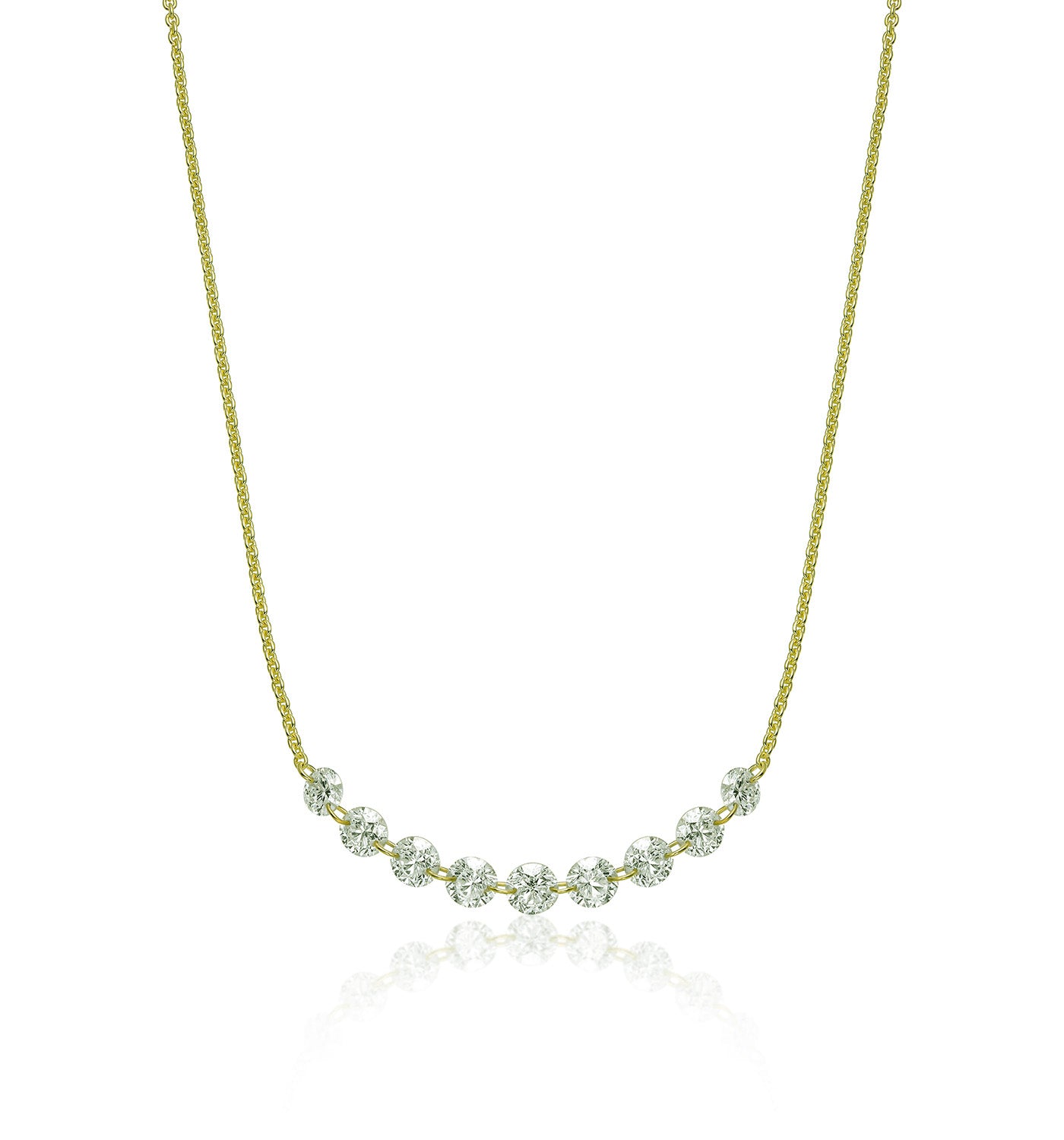 שרשרת זהב צהוב ויהלומים טבעיים קדוחים MELANIA NINE DIAMONDS NECKLACE