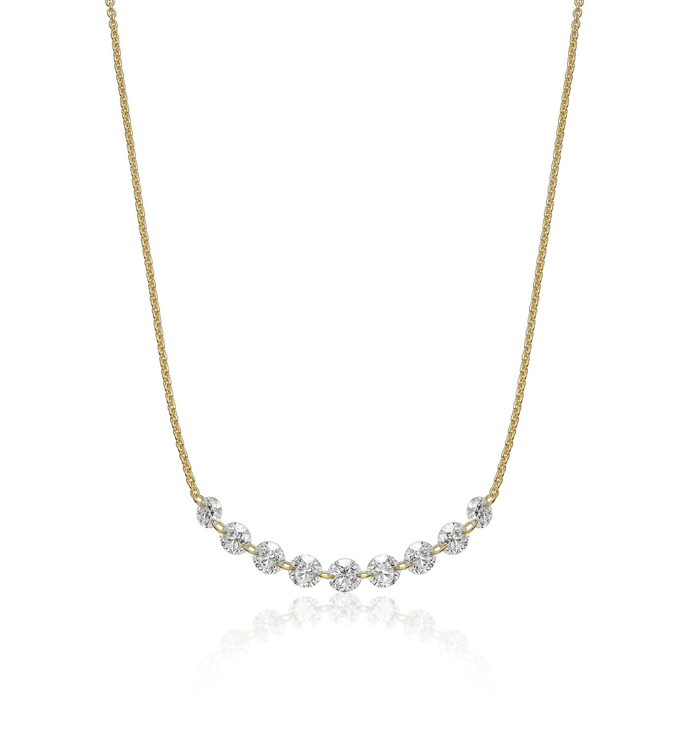 שרשרת זהב צהוב ויהלומים טבעיים קדוחים MELANIA NINE DIAMONDS NECKLACE