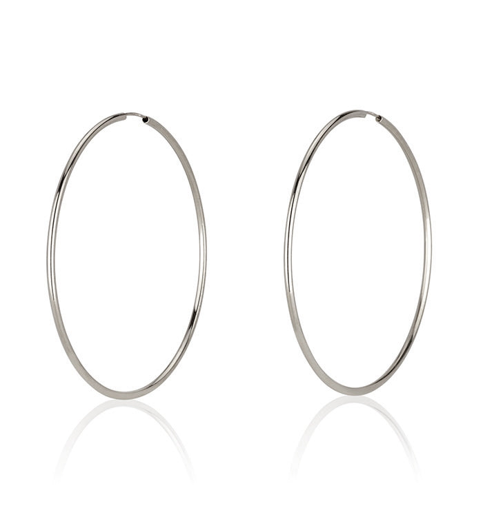 זוג עגילי חישוק דקים מזהב לבן FLEXY THIN HOOP-L