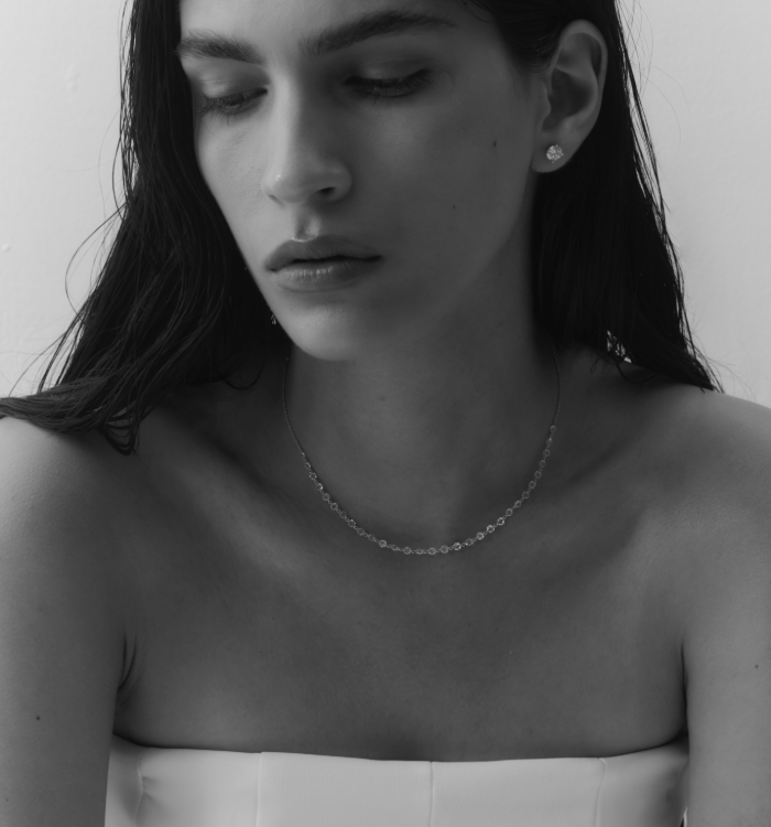שרשרת זהב לבן יהלומי רוז קאט  RITA NECKLACE