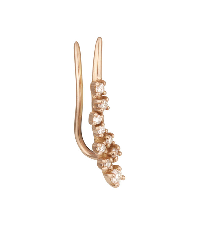 עגיל מטפס זהב ורוד משובץ יהלומים ARIEL CLIMBER EARRING with Diamonds