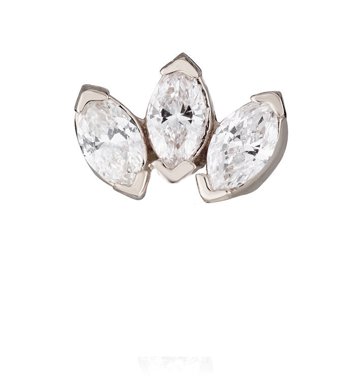 עגיל פירסינג לוטוס מזהב לבן משובץ יהלומים LOTUS DIAMONDS PIERCING LABRET NO 1