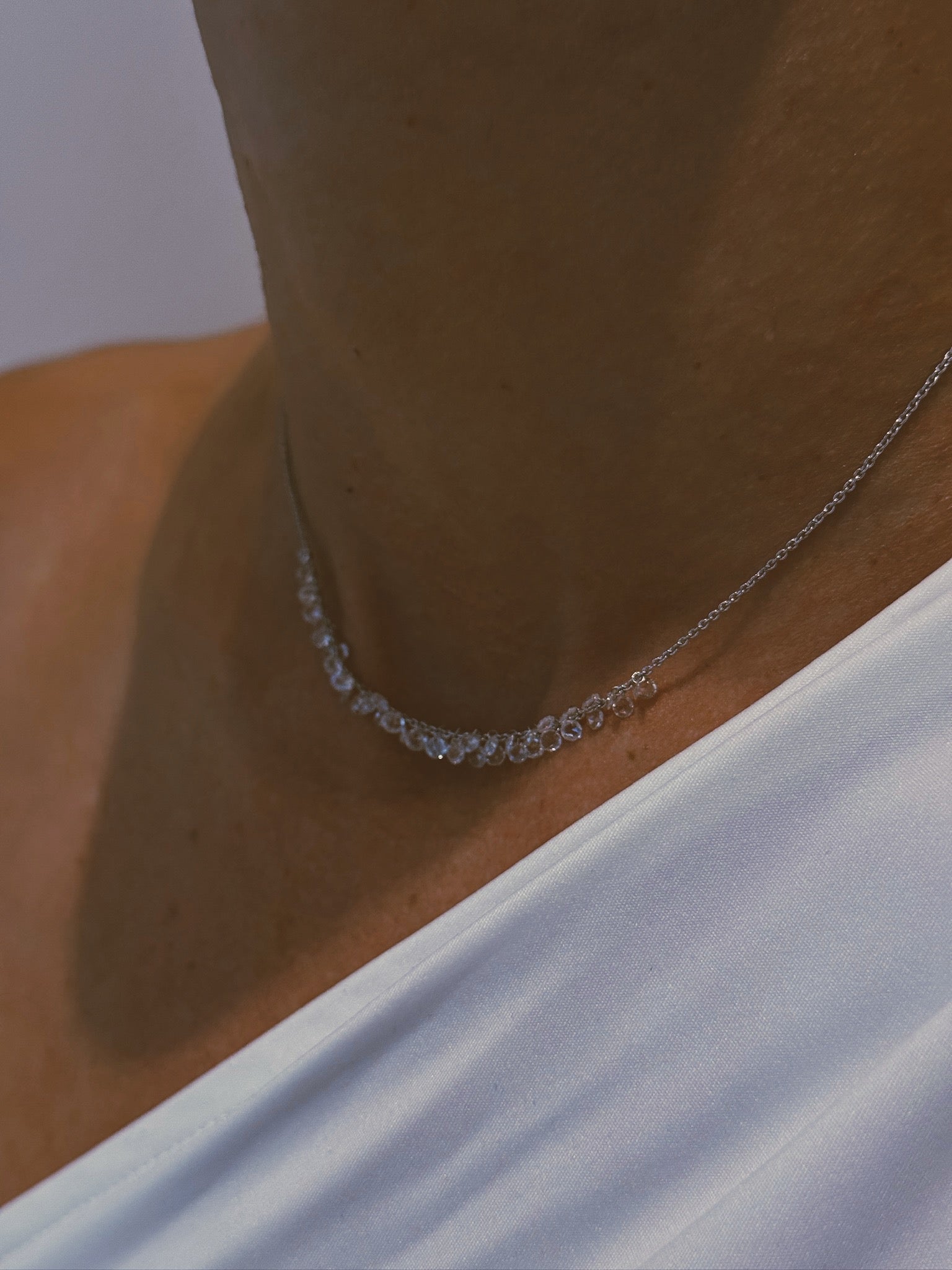 שרשרת זהב לבן עם יהלומי רוז קאט BRIGITTE NECKLACE