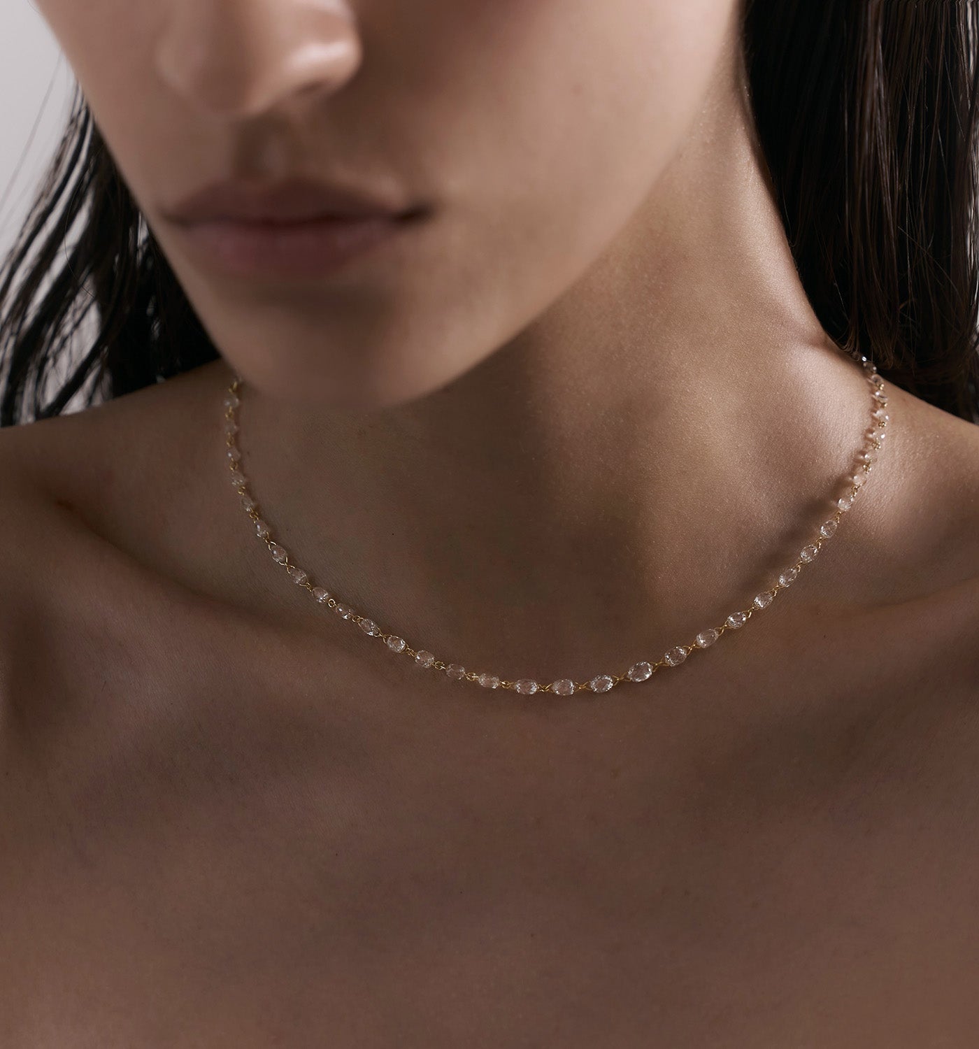 שרשרת זהב צהוב ויהלומי רוז קאט מאורכים קדוחים גודל מדורג ובהיקף מלא MARILYN SUPPER DIAMONDS NECKLACE