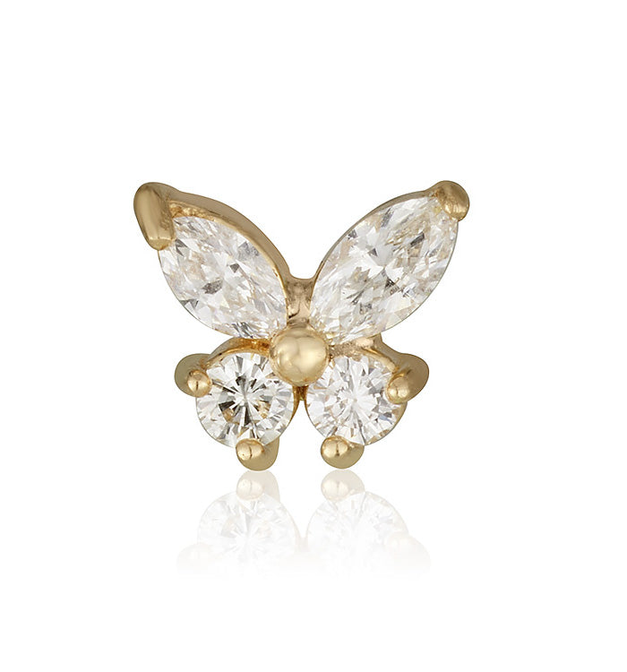 עגיל פרפר צמוד זהב צהוב משובץ יהלומים THE MARQUISE DIAMONDS BUTTERFLY STUD