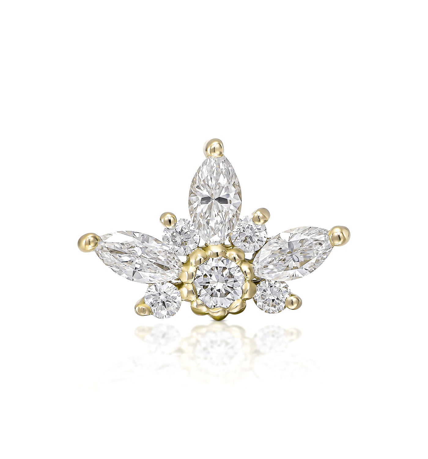 עגיל פירסינג זהב צהוב משובץ יהלומים טבעיים NOMI EARRING PIERCING LABRET