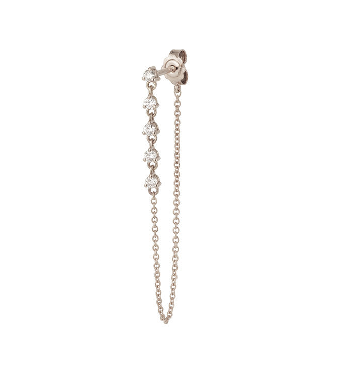 עגיל ארוך מזהב לבן משובץ יהלומים ARIEL Long Earring with Diamonds