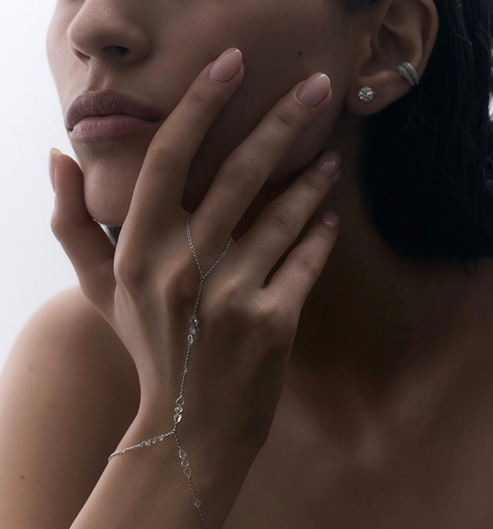 תכשיט כף יד יוקרתי מזהב לבן ויהלומי רוז קאט  ANAYA BRACELET