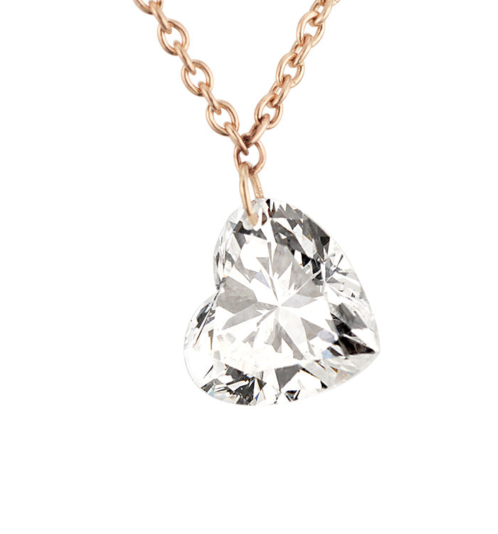 שרשרת זהב ורוד משובצת יהלום לב מעבדה קדוח  DRILLED HEART SHAPE LAB DIAMOND NECKLACE