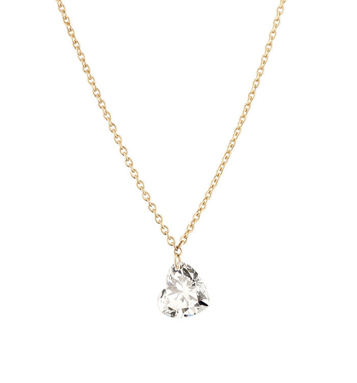 שרשרת זהב צהוב משובצת יהלום לב מעבדה קדוח  DRILLED HEART SHAPE LAB DIAMOND NECKLACE