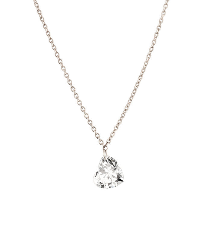 שרשרת זהב לבן משובצת יהלום לב מעבדה קדוח  DRILLED HEART SHAPE LAB DIAMOND NECKLACE