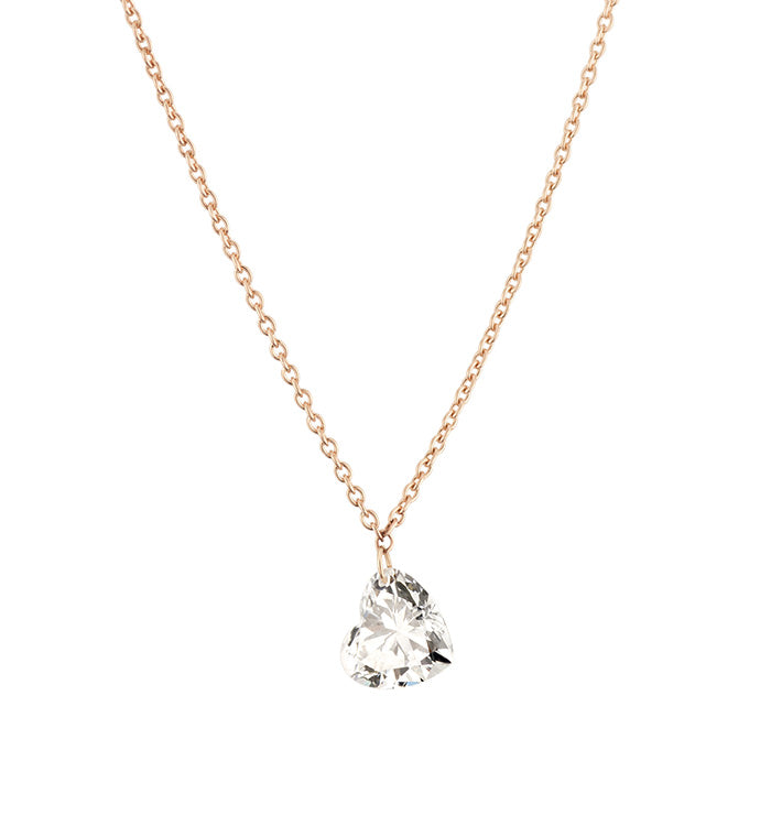 שרשרת זהב ורוד משובצת יהלום לב מעבדה קדוח  DRILLED HEART SHAPE LAB DIAMOND NECKLACE