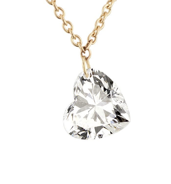 שרשרת זהב צהוב משובצת יהלום לב מעבדה קדוח  DRILLED HEART SHAPE LAB DIAMOND NECKLACE