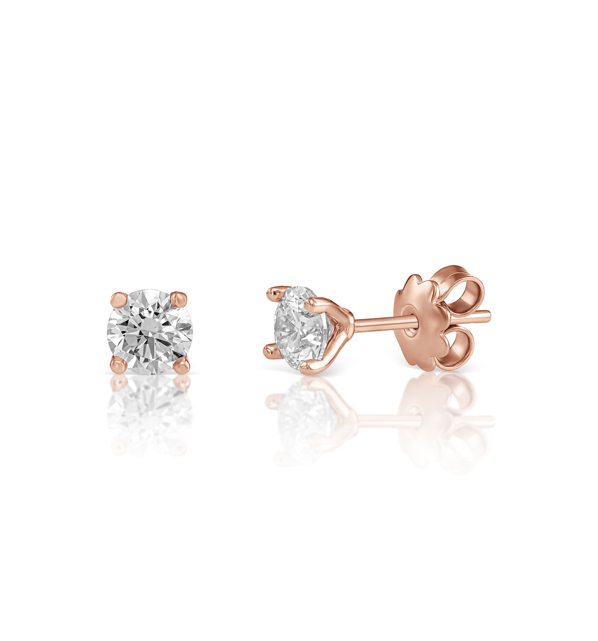 Lab grown diamond solitaire stud earrings 30 point rose gold