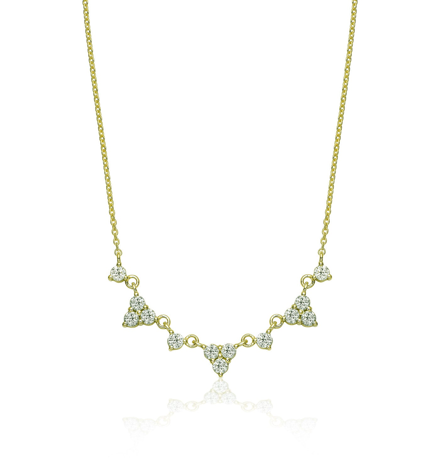 שרשרת  זהב צהוב משובצת יהלומים LANY NECKLACE