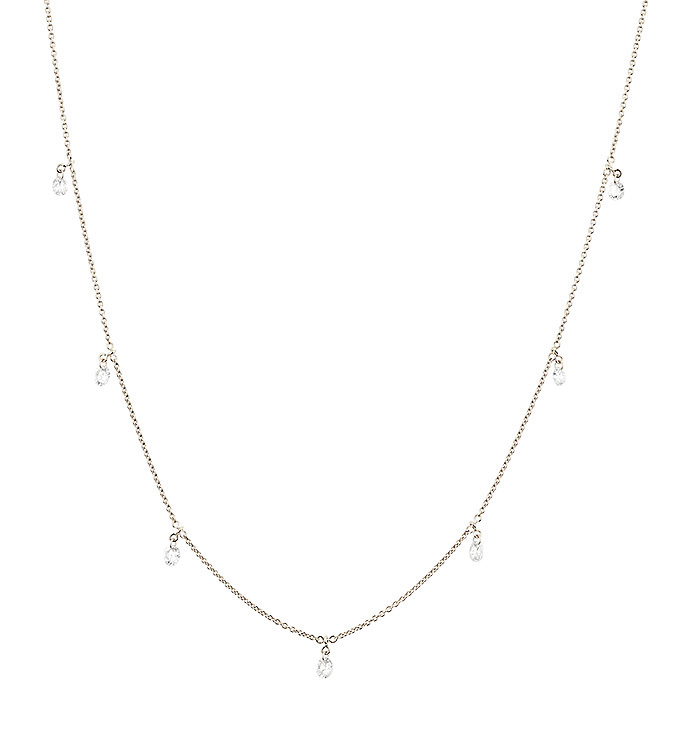 שרשרת זהב לבן עם שבעה יהלומים טבעיים קדוחים  SEVEN DRILLED DIAMONDS