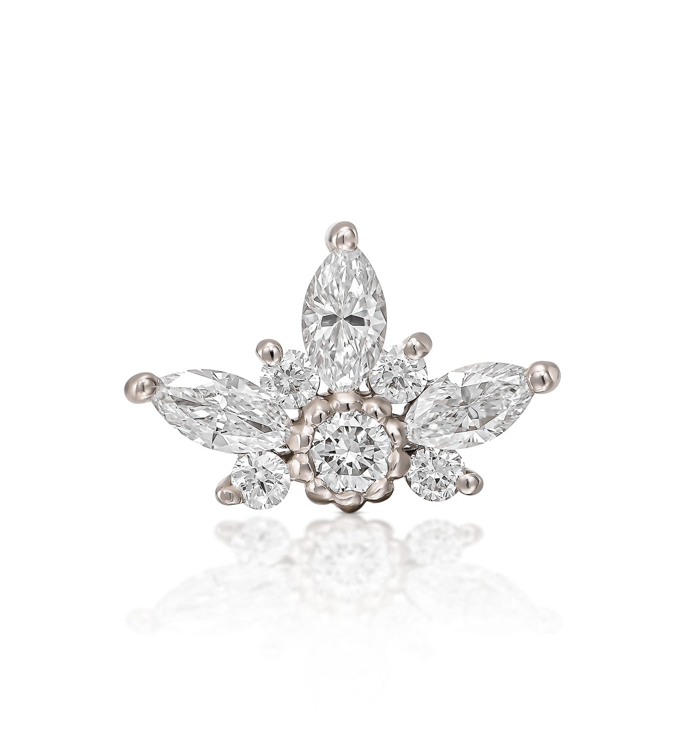 עגיל פירסינג זהב לבן משובץ יהלומים טבעיים NOMI EARRING PIERCING LABRET