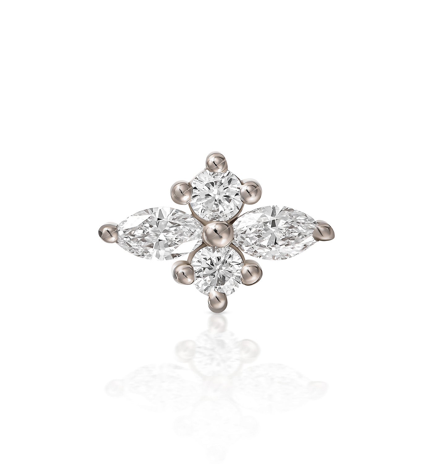 עגיל פירסינג זהב לבן משובץ יהלומים טבעיים MINI LILI EARRING PIERCING LABRET