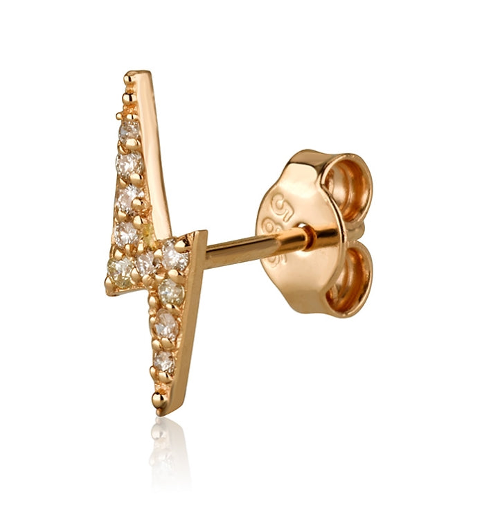עגיל זהב ורוד משובץ יהלומים BARAK DIAMONDS STUD 3
