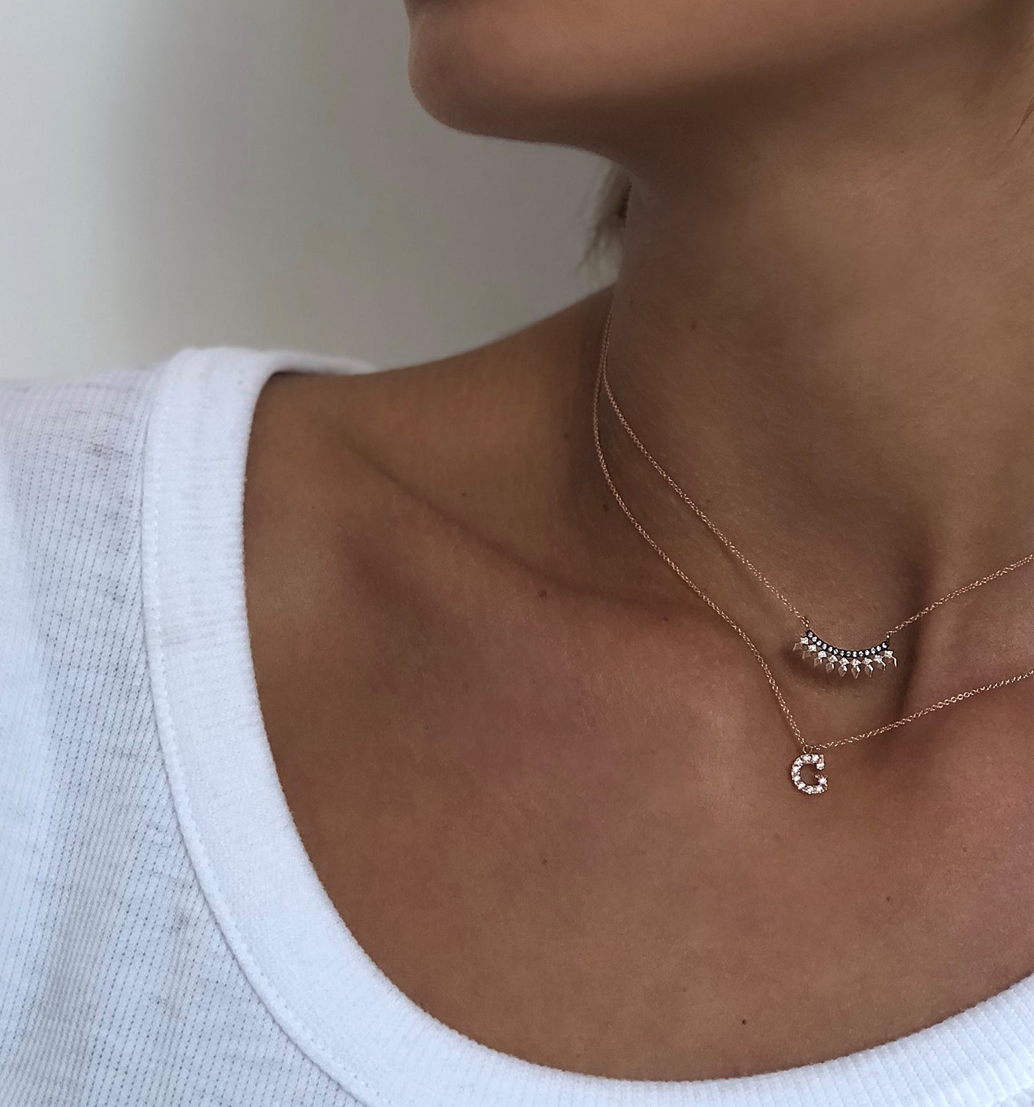 שרשרת בזהב ורוד משובצת יהלומים  INDIAN SPIRIT NECKLACE