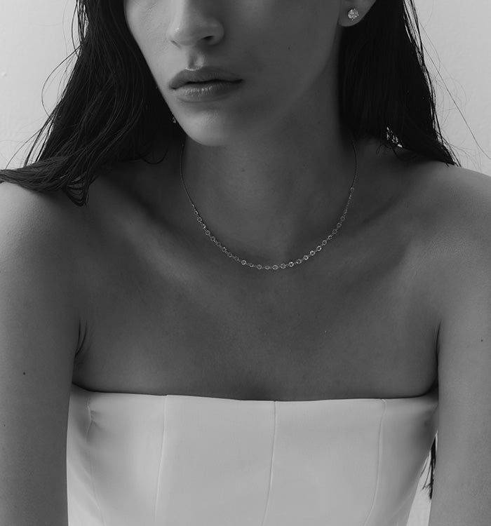 שרשרת זהב לבן יהלומי רוז קאט  RITA NECKLACE