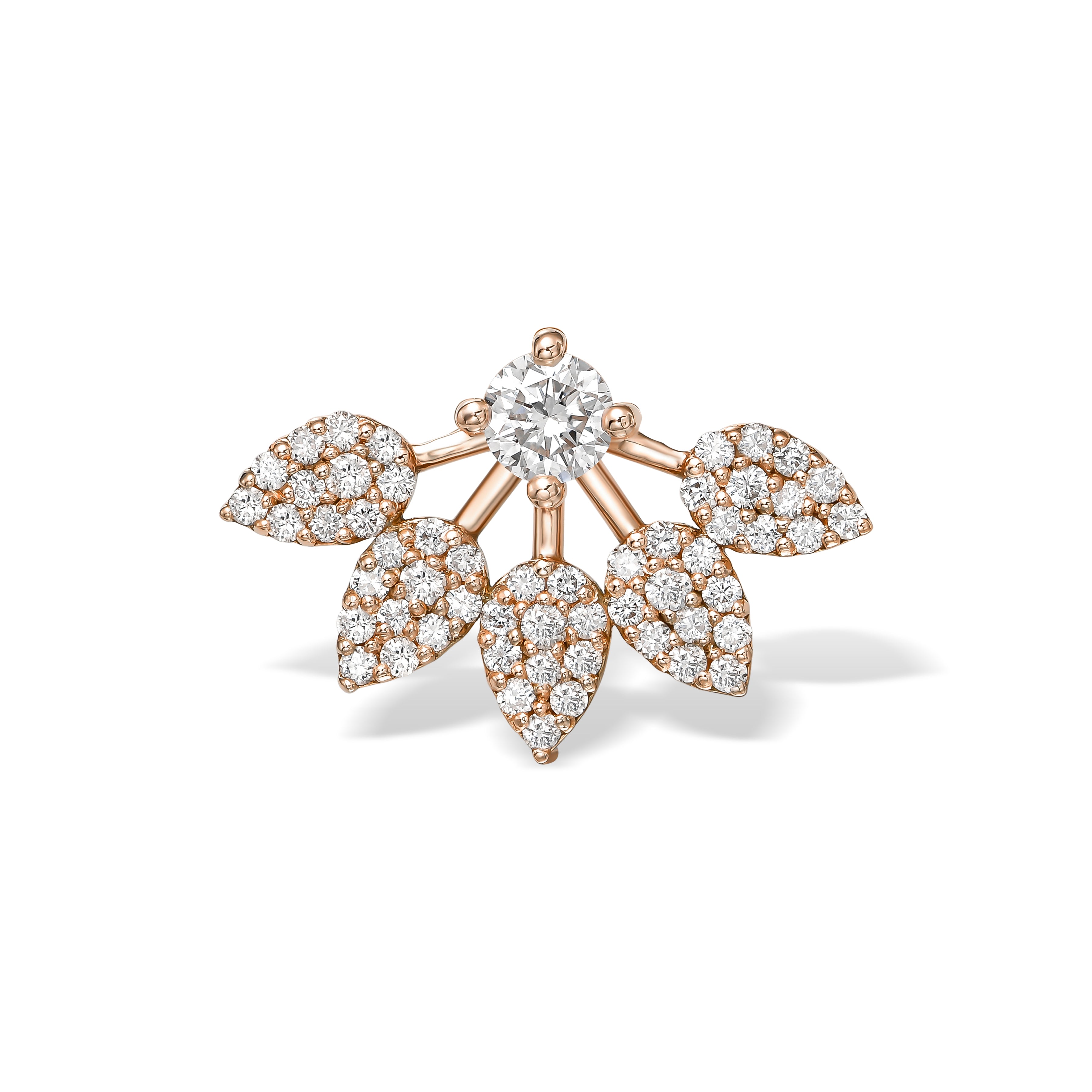 עגיל צמוד זהב ורוד משובץ יהלומים SISI EARRING STUD