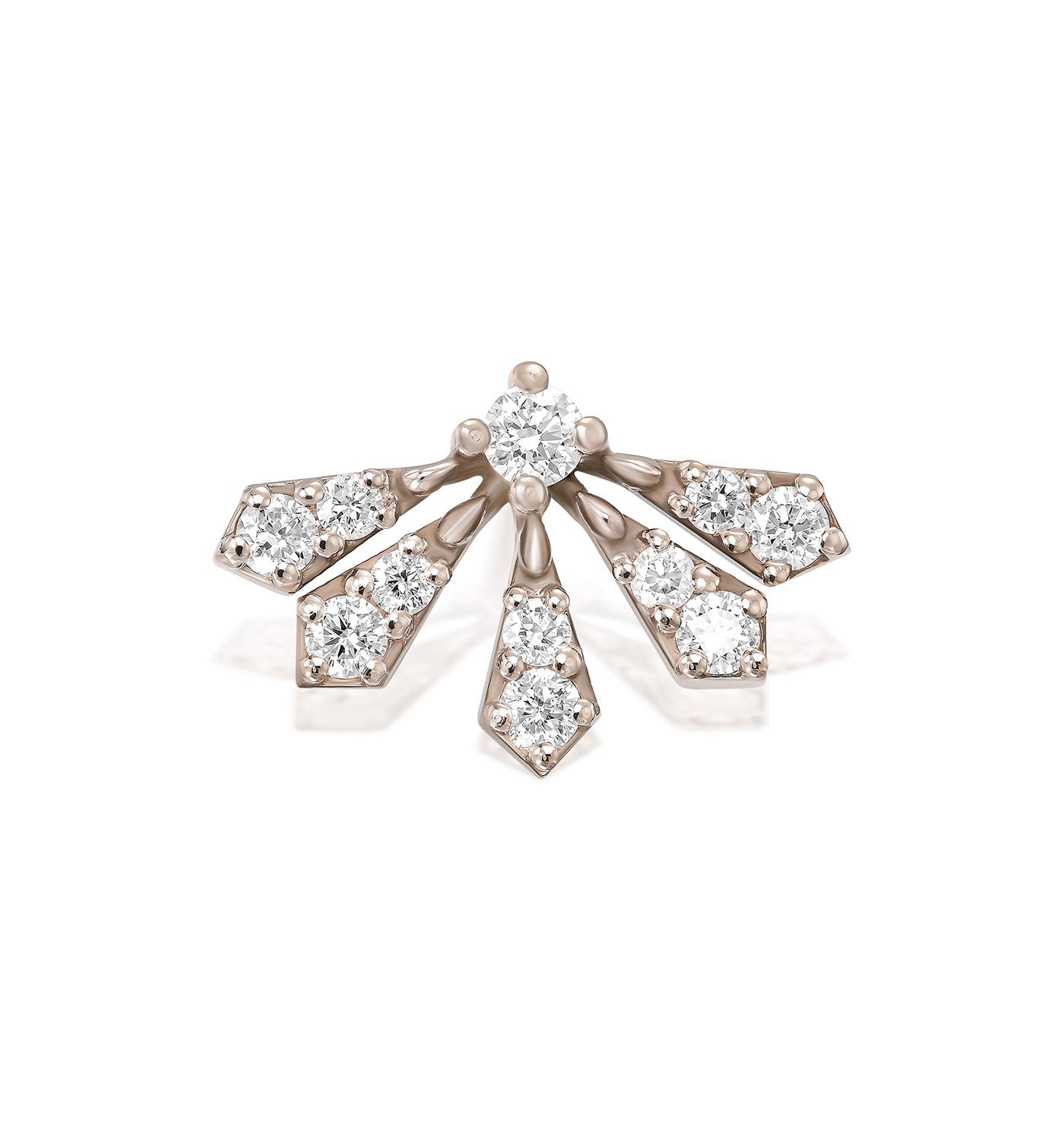 עגיל זהב לבן צמוד משובץ  יהלומים VIVI DIAMONDS  STUD