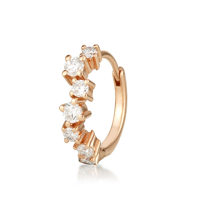 ALL SHINE HUGGIE hoop earring in rose gold set with natural diamonds